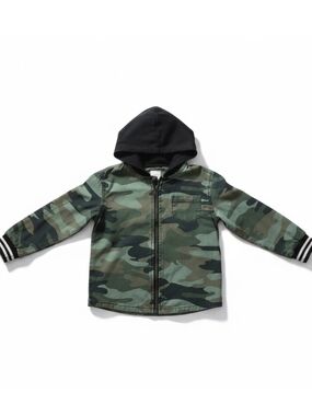 Wonder Nation Kids Green Camo Zip Jacket with Black Hood